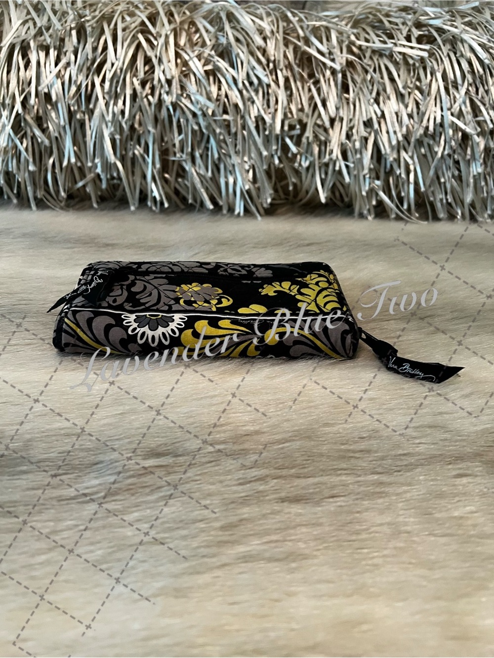 VERA BRADLEY Baroque 2008 Long Turnlock Wallet Black Yellow Y2K - Picture 8 of 14